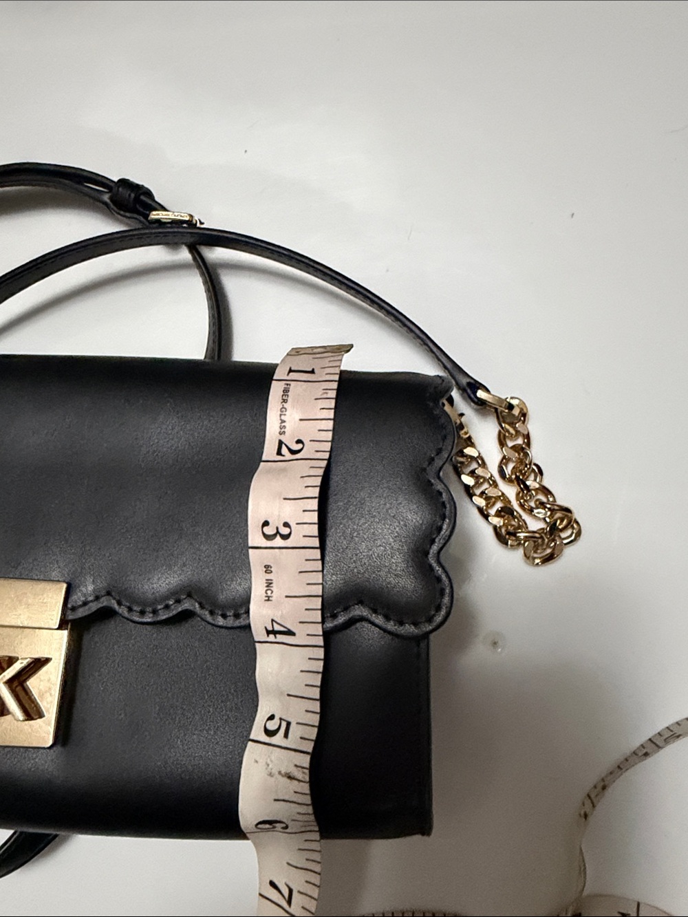 Michael Kors Black Leather Scallop-Flap Crossbody with Gold Hardware - Picture 15 of 15